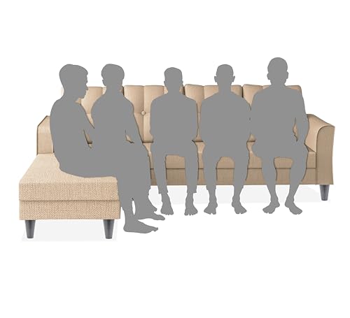 Image of Adorn India Maddox Tufted L Shape 6 Seater Sofa Set Lhs (Beige) (3 Year Warranty)