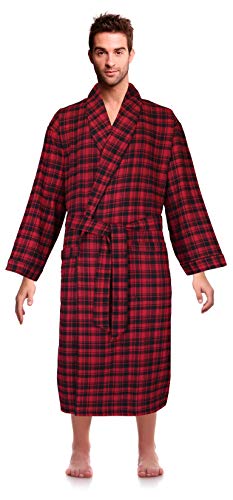 Casual Trends Classical Sleepwear Men’s 100% Cotton Flannel Shawl Collar