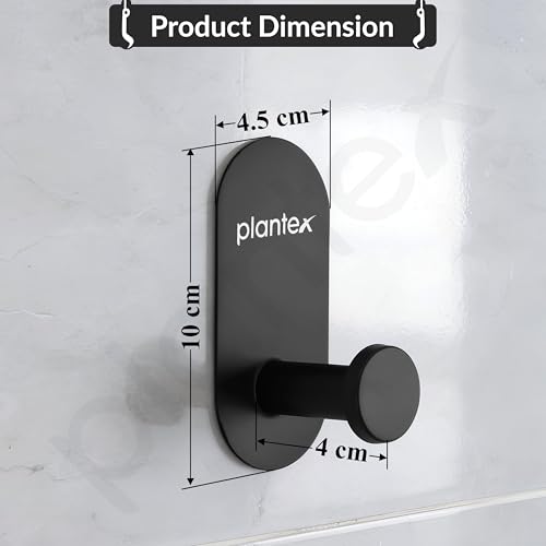 Image of Plantex Wall Hanging Hook /Bath Towel Hook /Self Adhesive Oval Robe Hooks for Kitchen /Bathroom /Stylish Home Decor Items - Pack of 4 (Black)