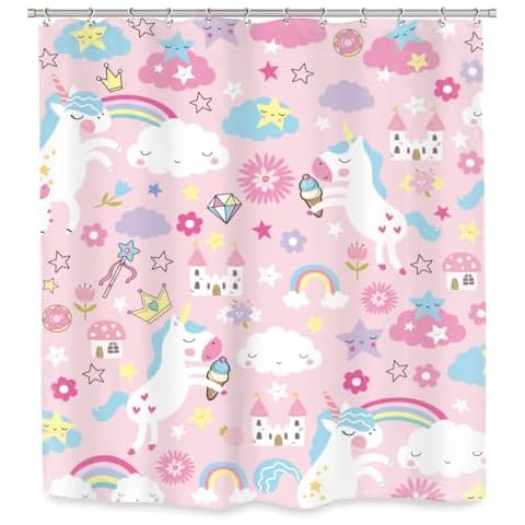 Ufeela Unicorn Shower Curtain for Kids Cover
