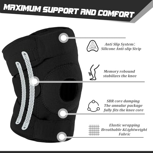 Image of Foilswirl 1 Pcs Kids Knee Brace with Side Stabilizers,Black | Patella Gel Pad Opening, Adjustable Straps Youth Child Knee Brace Support, Meniscus Tear Sports Running