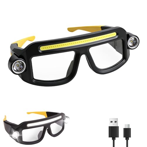 JORMIX LED Rechargeable Headlight Safety Glasses with COB Floodlight & Spotlight LED Light, 5 Modes USB C Light Up Glasses Lighted Eyewear for Running Camping Fishing Cycling Hiking - image 1