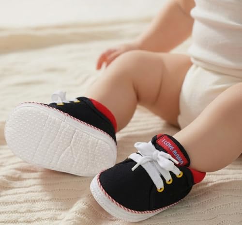 Image of Butterthief Unisex Baby Prewalking Shoes for Newborn Boys & Girls | Soft Sole Infant Bootie with Anti-Slip Bottom | Lightweight Cotton Footwear Early Walker Shoes (6-9 Months, 12 CM)