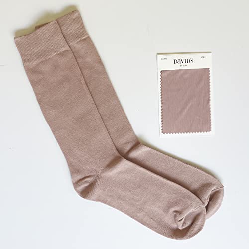 Spotlight Hosiery Men's Groomsmen Wedding Gift Solid Color Dress Socks - QUARTZ & ROSE GOLD METALIC, Men Sock Size 10-134