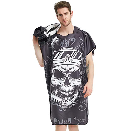 Achort Poncho Robe Albornoz/Toalla, Poncho de Surf con Capucha Adulto Unisex Capa Toalla de baño Albornoz de Nadada o de Playa Suave Secado Rápido, Hombre 110 * 85cm