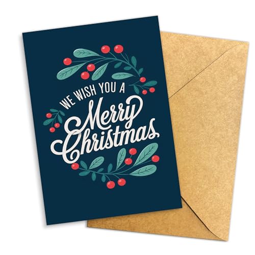 (5.3 x 8C`) We Wish You a Merry Christmas CardAqCM̎NVbNȃlCr[u[̃zf[O[eBOAƑAFlAtÃGKgȃNX}XJ[h(NX}X1)