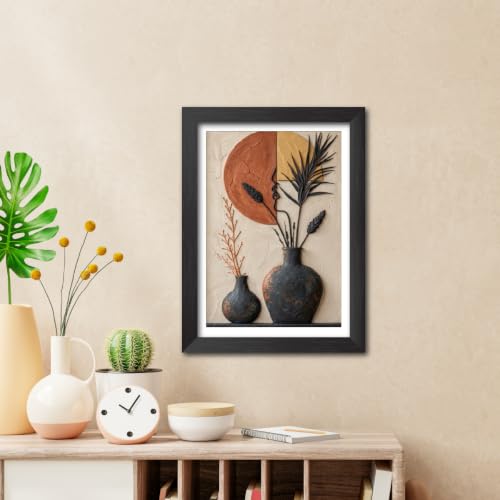 Image of TenorArts Planters Art 3D Clay Textured Digital Art Print Photo Frame, Modern Art Abstract Painting For Bedroom Living Room Home and Cafe Decor | Minimal Drawing Black Framed Posters for Decoration (9x12 inches) [CL-F21]