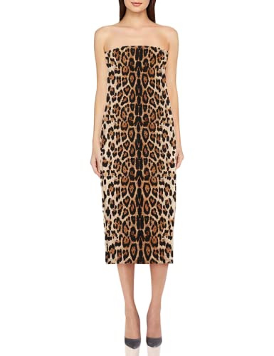 SheIn Women s Sexy Strapless Leopard Print Tube Bodycon Midi Club Dress Leopard Medium
