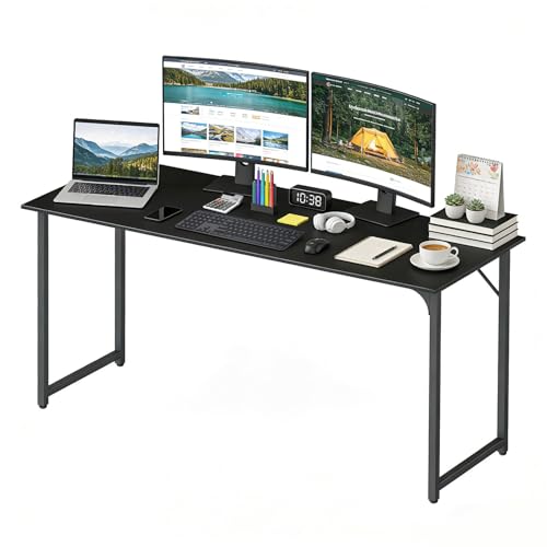 Image of BestOffice Computer Desk,Home Office Desk, Modern Simple Style for Home Office Study Writing (Black, 63 Inch)