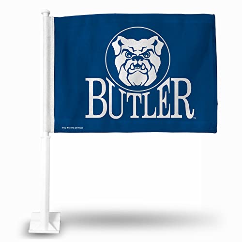 Rico Industries NCAA Butler Bulldogs Standard Double Sided Double Sided Car Flag - 16" x 19" - Strong Pole That Hooks onto Car/Truck/Automobile