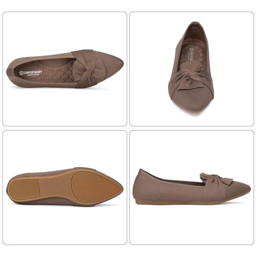 Image of Frank Mully Women's Casual Loafer Flats Slip On Loafer Shoes Comfortable Knit Flat Shoes Classics Pointy Toe Loafer Flats,for Work,Travel