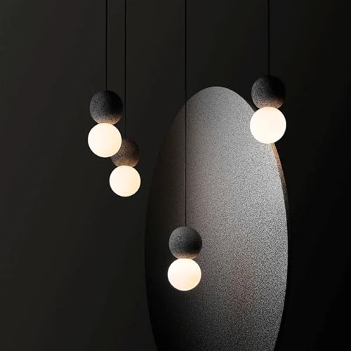 Lampe Suspendue Double Boule Moderne en Verre et Ciment Blanc Chaud - 4