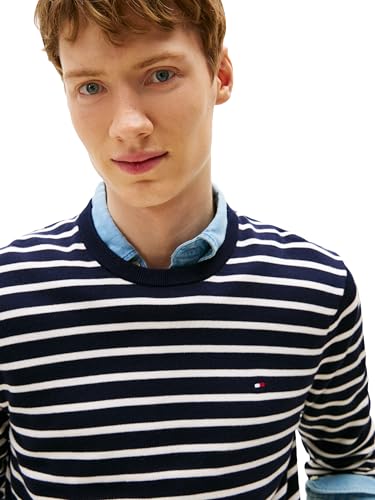 Tommy Hilfiger Herren Baumwolle, Einfarbig, Rundhalsausschnitt, Leichter, Erhältlich in Big & Tall Pullover, Desert Sky/Ivory, XL – Ansicht 2