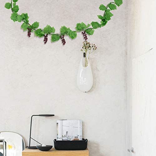Happyyami 12 Pcs 1 Set Grapes Vine Simulated Lifelike Silk Flower Grapevine Plant Creeper Green Leaves Wall Hanging Decor For Home Shop Party #TOP3