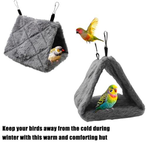 Image of 2 Pack Warm Bird Nest House Shed Hut Parrot Sleeping Bed Hanging Hammock Snuggle Cave Birds Hut Hideaway Tent for Pet Parrot Macaw Budgies Cockatiels Cockatoo Lovebird Size S (Blue&Grey)