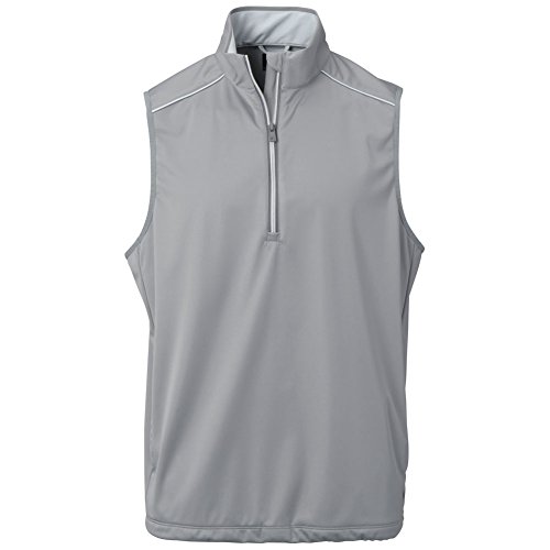 Greg Norman Collection Men's 1/4 Zip Weather Knit Vest, Chrome, X-Large