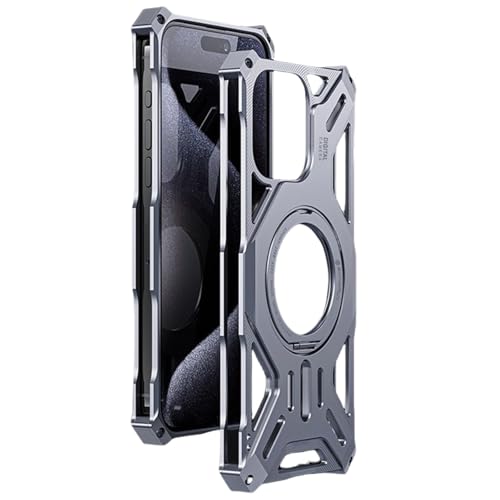 Phone 16 Pro Max/16 Pro/16�p���^���P�[�X�AMagsafe�Ή��A360°��]�X�^���h�A���y�ʃA���~�����A���h�~�t���{�f�B�ی� (�V���o�[�A16 Pro)