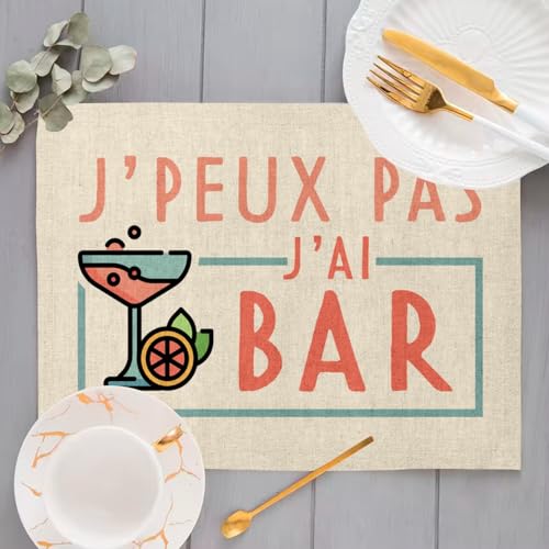 Sets de table en lin j'peux pas j'ai bar, idée cadeau originale apéro - 4