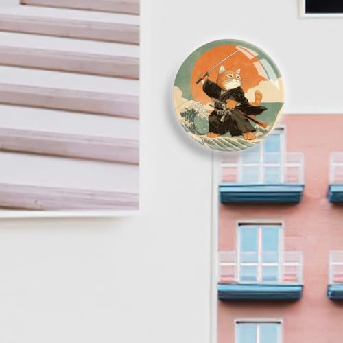 Imán decorativo redondo de cristal estilo gato naranja japonés miniatura 7