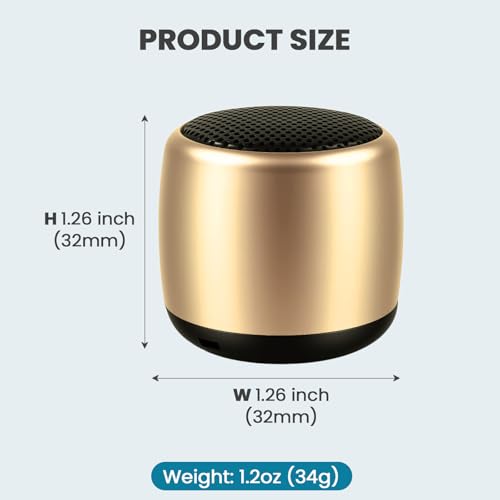 Image of Best Mini Portable Bluetooth Speaker with HD Sound & Bass I Smallest Wireless Bluetooth Speakers for Phone /PC /Tablet I Photo Selfie Button Answer Phone Calls I Cute Tiny Speaker (Gold)