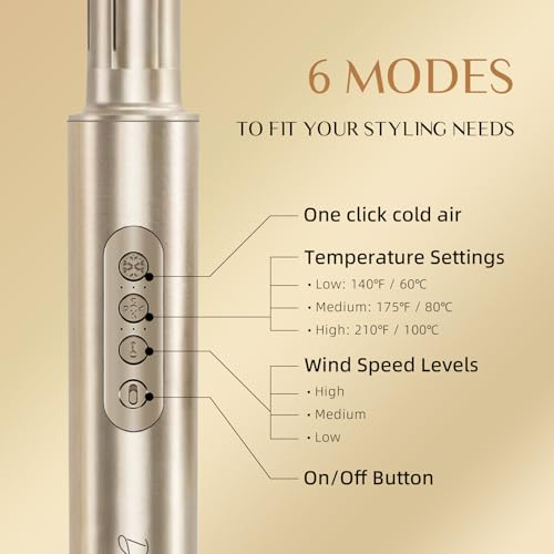 Image of DORISILK 8 in 1 Hair Styler & Hair Dryer Brush Blow Dryer, 110,000 RPM High-Speed Hot Brush Styler, Ionic Smooth Cepillo Secador de Cabello Multi Straightener Curler Volumizer Dryer, Champagne Gold