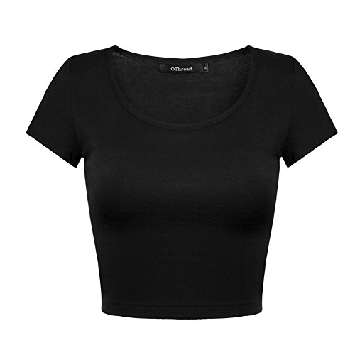 OThread & Co. Women's Basic Crop Tops Stretchy Casual...