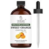TRATAK ORGANICS 100% Pure Sweet Orange Essential Oil 4 FL OZ – Essential Oil for Citrus Scent, Aromatherapy, Diffuser, Skin, Home Freshener, Therapeutic Grade, Premium Quality with Glass Dropper