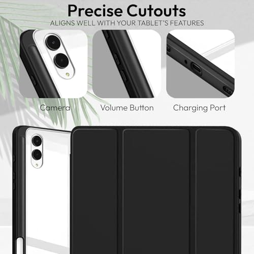 Image of Robustrion Cover Case for Samsung Galaxy Tab S11 Ultra 14.6 inch Cover with [S-Pen Holder], Hybrid Flip Cover Case for Samsung S11 Ultra Tablet 14.6 inch with Transparent Back [Auto Sleep Wake] - Black