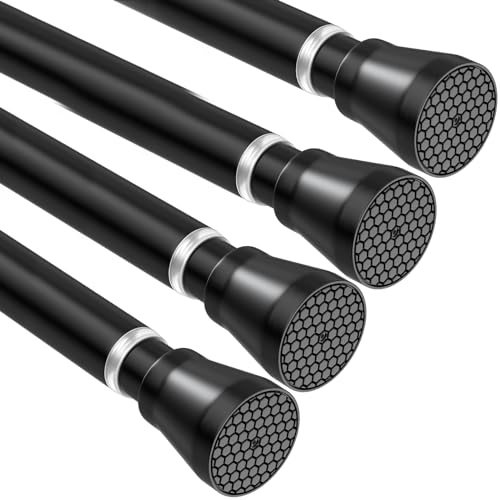 Image of 4Pack Black Tension Curtain Rod for Windows 28 to 48 Inch | 7 /8 inchSmall Shower Curtain Rod for Bathroom ,Pressure Spring Tension Curtain Rod No Drilling for Closet Doorway Kitchen