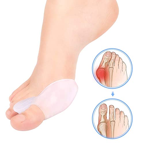 Image of Gel Bunion Guard Toe Separators to Correct Bunions, Corrector, Toe Spreader Pain Relief From Two Finger Toe Separator Hallux Valgus- Crooked Toes, Corrector (White) (1 Pair (2PCS))