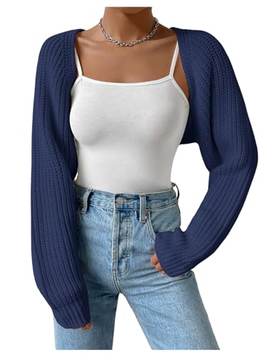 Image of Verdusa Women's Y2k Cropped Cardigan Sweaters Lightweight Knit Open Front Bolero Shrugs Spring Fall Outfits