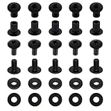 Black Chicago Screws 1/4 Inch, 10 Pcs Holster Screw Kit for DIY Kydex Belt Holsters Leather Clips Knife Sheaths Accessories, Includes Truss Heads + Open Slotted Fasteners + Rubber Washers/Spacers