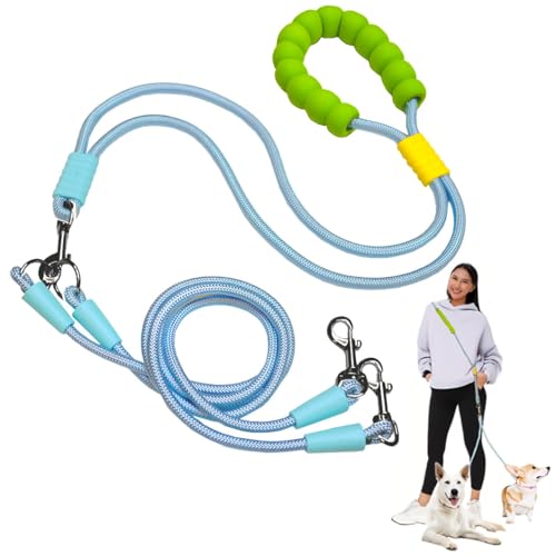 Hands Free Double Dog Leash for Two Dogs, Fit for Small and Medium Breeds, Adjustable Split Leads, Double Leash with Padded Handles