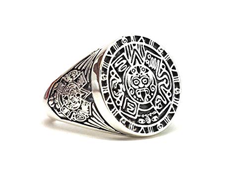 Siamhandmade2014 Mayan Ring, Aztec Calendar Mayan Sun Ring 925 Sterling Silver Jewelry Size 6-15 (12)