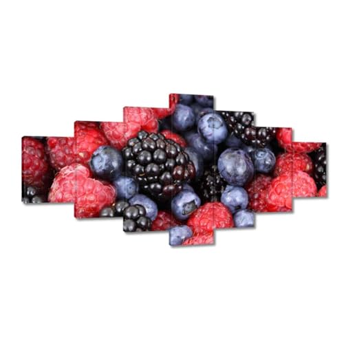 Tableau moderne 210 x 100 cm framboise et myrtille pour masquer un grand mur vide