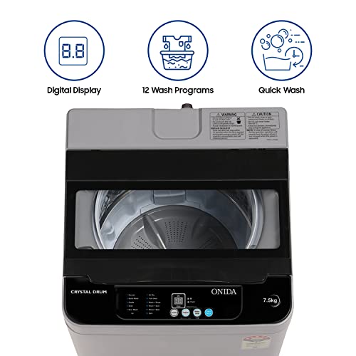 Image of ONIDA 7 kg 5 Star Fully Automatic Top Load Washing Machine(T70CMLG, Light Grey, Hexa Crystal Drum)