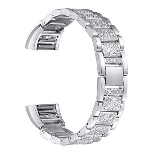 bayite Bling Bands Compatible Fitbit Charge 2, Replacement, Silver, Size No Size