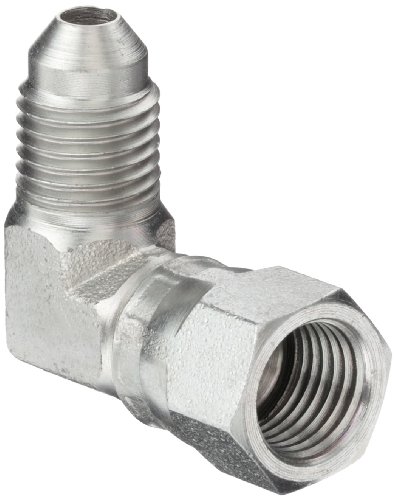 Eaton Aeroquip 2071-4-4S 90 Degree Swivel Nut Elbow, JIC 37 Degree End Types, Carbon Steel, 1/4 JIC(f) x 1/4 JIC(m) End Size, 1/4