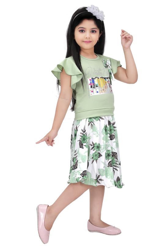 Image of SAIMINA Dresses Girls Regular Fit Printed Casual, Dailywear and Festivewear Cotton Dress Set