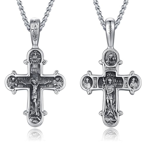 Saint Necklace for Men Women 925 Sterling Silver Patron Saint Medal Necklace St Amulet Protection Pendant Jewelry Gift