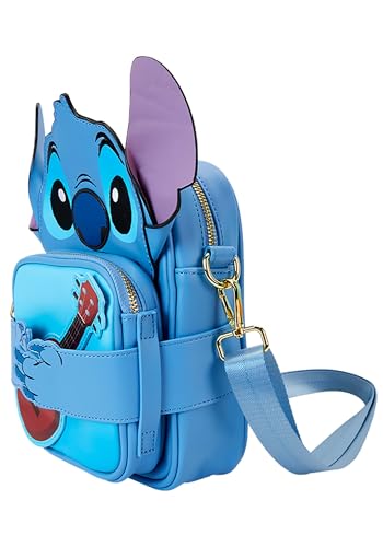 Loungefly Disney Stitch Ukulele Cutie Crossbuddies Cosplay Crossbody Bag with Coin Bag, Blue3