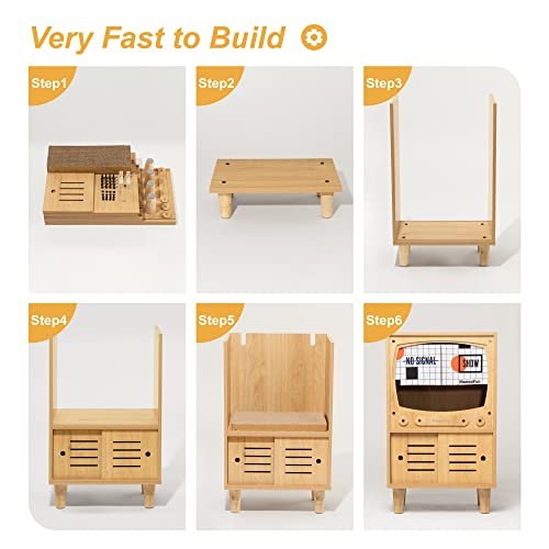 Cat Tv House Wooden Cat Condo Cat Bed For Indoor Cats Sturdy Luxury Cat Tv Furniture With Cat Scratcher And Storage Space (Nature) #TOP5
