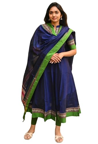 Image of GoSriKi Women's Rayon Viscose Solid Anarkali Kurta with Dupatta