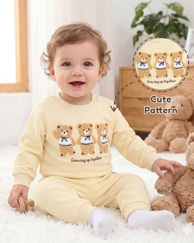 Image of NZRVAWS Toddler Baby Boy Clothes Infant Fall Winter Outfit Long Sleeve Pant Top Set 2Pcs Sweatshirt 0 Month-3 Years