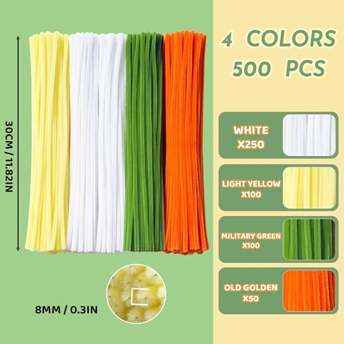 Image of 500 Pcs Pipe Cleaners Craft Bulk,4 Assorted Colors Chenille Stems for DIY Flower Making Kit with Floral Wire, Gardening Tape, Stamen & Ribbon, Pipe Cleaners Flowers, Arts and Craft Supplies for Kids