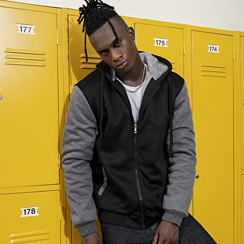 AOTORR Men's Hoodies Full Zip Fleece Jacket Coat Winter Warm Oversized Zip Up Hooded Top with Pockets