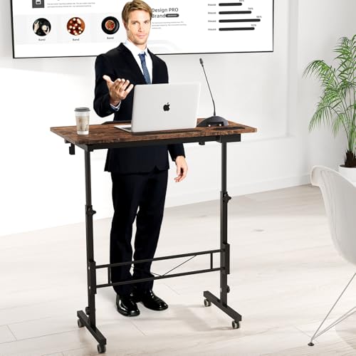 Image of SIDUCAL Standing Desk Height Adjustable with Tiltable Tabletop, Rustic Brown