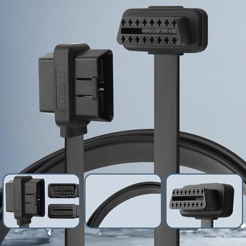 Image of OBD Slim Extension Cable,16 Pin OBD2 Male to Female Ribbon Extension Wire, Diagnostic Universal OBD II Convert Cable (16-pin Male and Female Connectors with Two Ports)