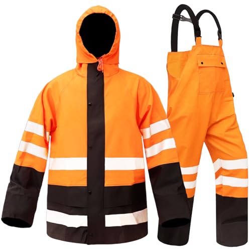 Image of Rizzon Rain Suits for Men Women Waterproof Heavy Duty Rain Gear Hi-Vis Rain Jacket & Pants for Fishing, Camping