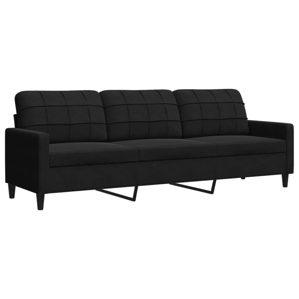 Générique Ensemble de canapés 3pcs et Coussins et traversins Noir Velours,Meubles,Canapés,Noir,68.2 KG,3278456